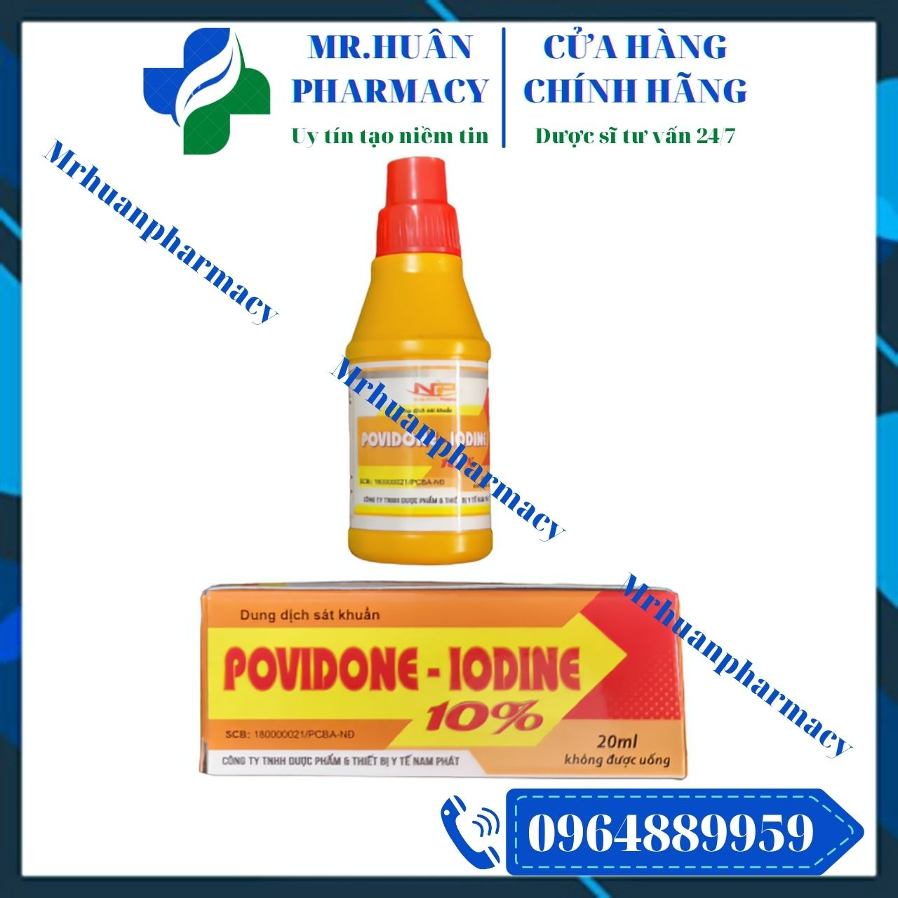 Dung dịch sát trùng vết thương Povidon 20ml - Cồn vàng dùng sát khuẩn các vết thương trên da