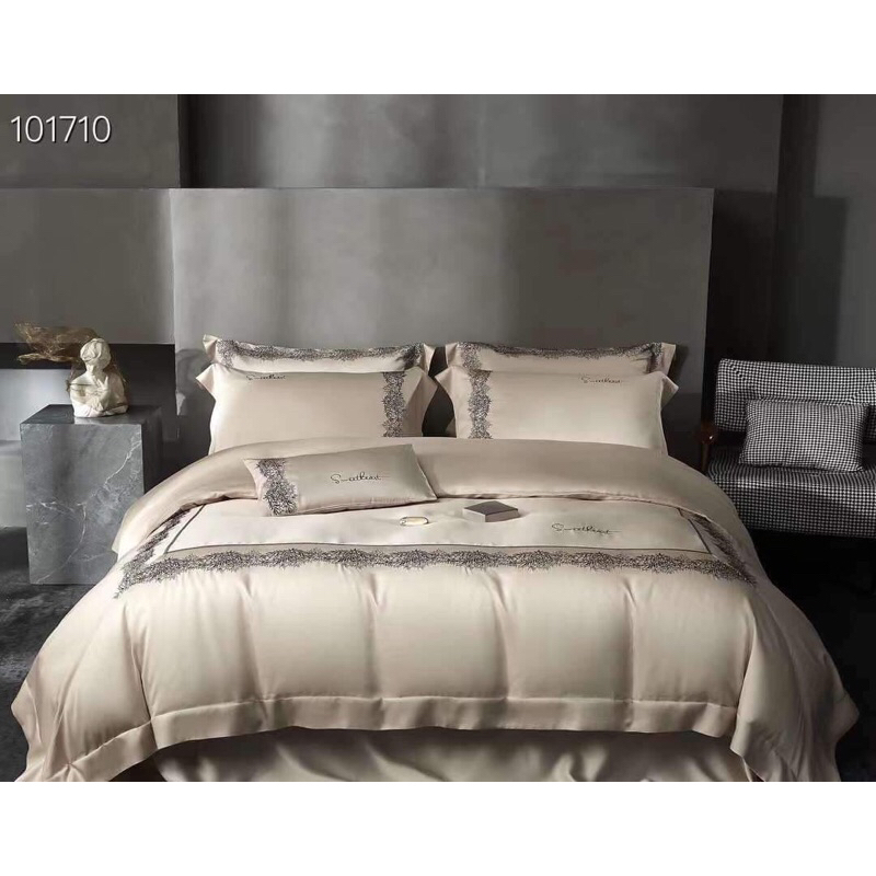 Chăn ga gối Tencel thêu 100s in hoa
