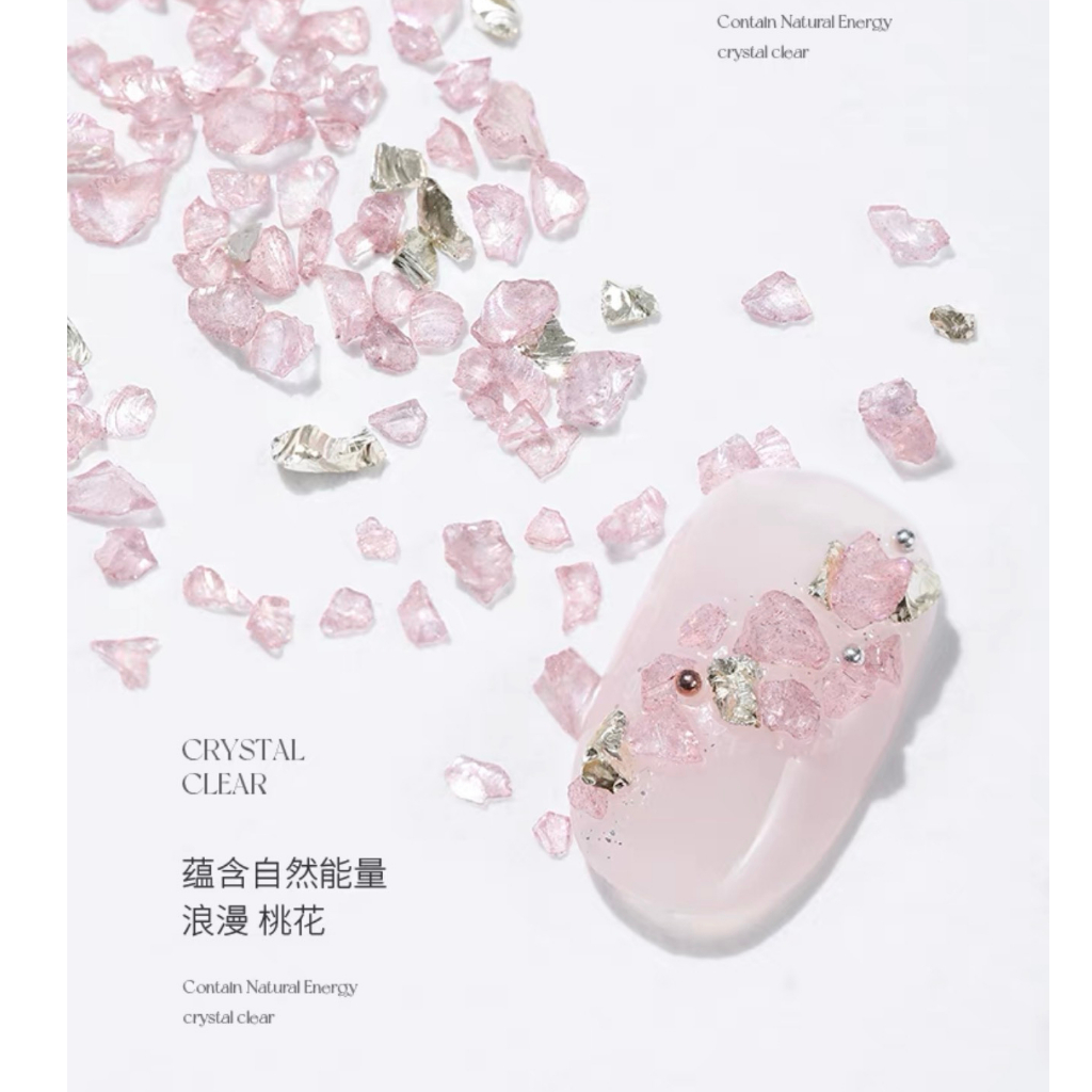 Sỏi thạch anh đính design vân đá nail