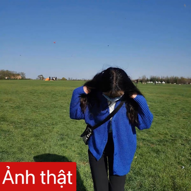 Áo len cardigan xanh CÓ ẢNH THẬT thời trang ulzzang mùa đông