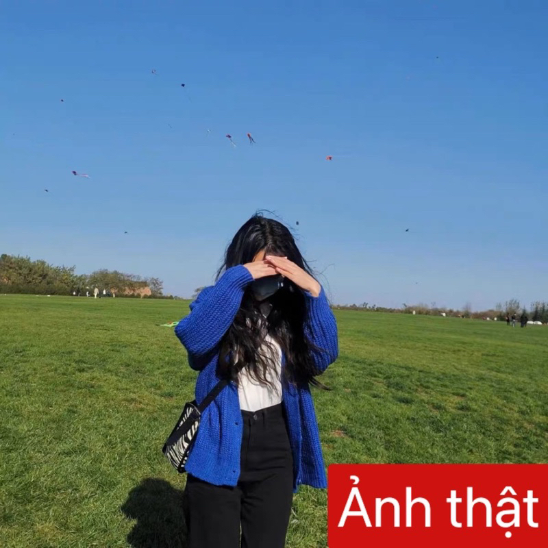 Áo len cardigan xanh CÓ ẢNH THẬT thời trang ulzzang mùa đông