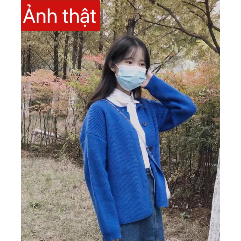 Áo len cardigan xanh CÓ ẢNH THẬT thời trang ulzzang mùa đông