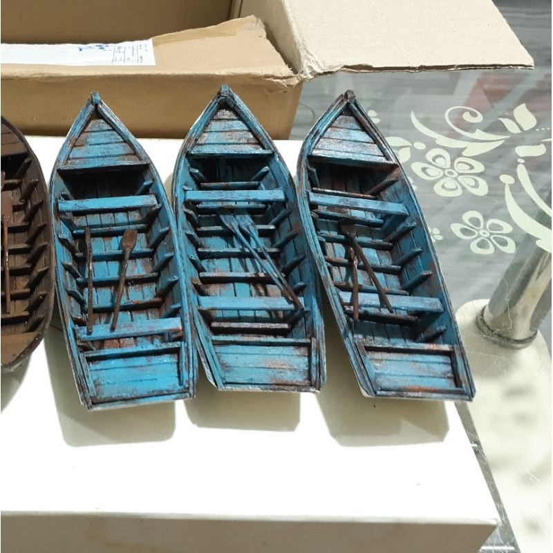 Thuyền gỗ mô hình bằng gỗ, trang trí, làm tiểu cảnh hồ cá