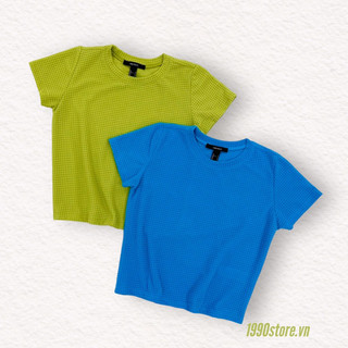 Áo thun form baby tee dáng suông vnxk 2 màu xanh bơ và xanh dương