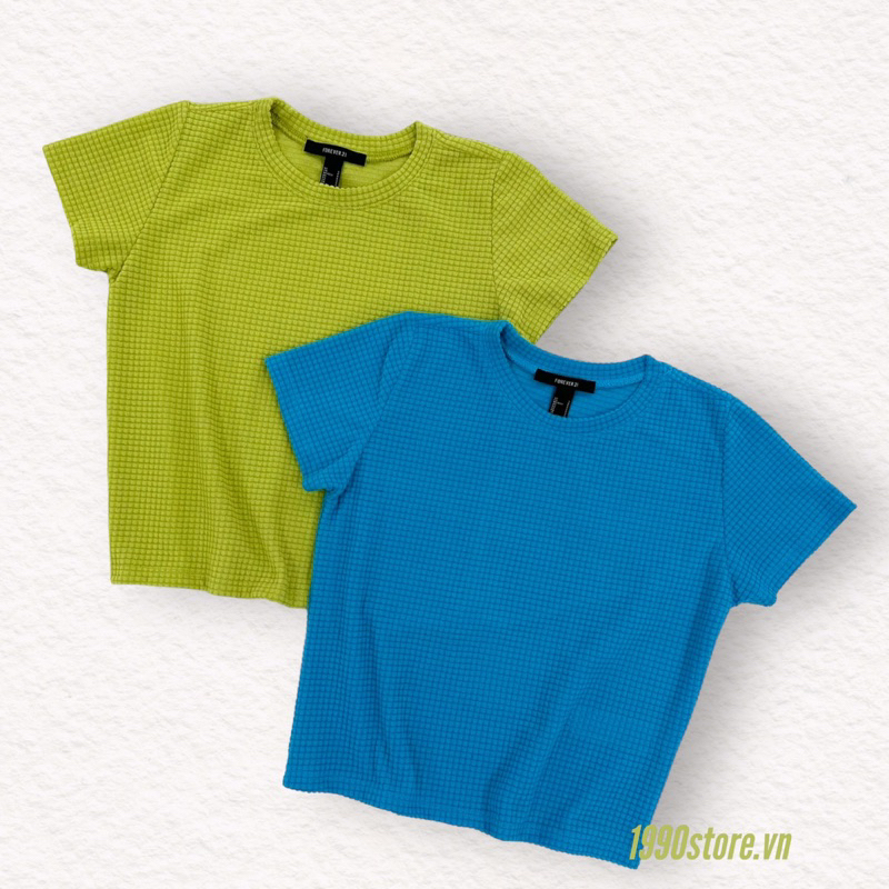 Áo thun form baby tee dáng suông vnxk 2 màu xanh bơ và xanh dương