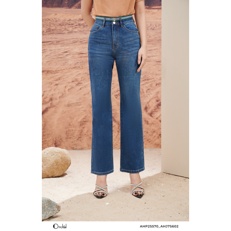 Quần jeans xanh ống suông Orchid - AHJ7S602