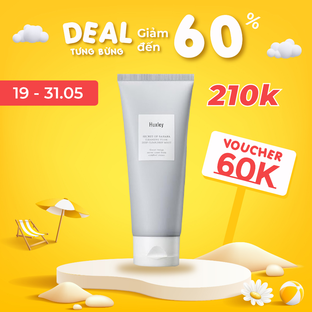 Sữa rửa mặt làm sạch chuyên sâu dạng bọt Huxley Cleansing Foam Deep Clean, Deep Moist 100g