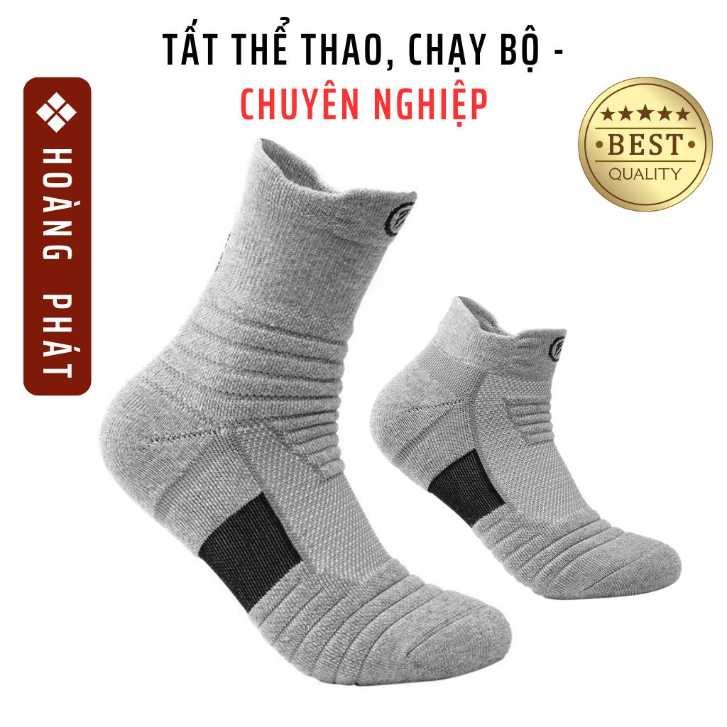 Tất Thể Thao Đá Bóng Chạy Bộ Nam Nữ Cao Cổ, Cổ Lửng và Cổ Thấp Cao Cấp Chống Trơn Trượt Tất Dày Thấm Hút Mồ Hồi
