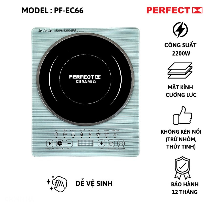 BẾP ĐIỆN TỪ PERFECT PF-EC66 2200W -  Bảo Hành 12 Tháng