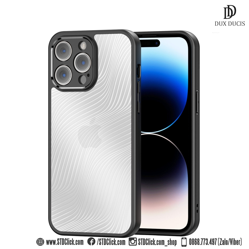 ỐP LƯNG IPHONE 14 PRO MAX - 14 PRO - 13 PRO MAX - 12 PRO MAX DUX DUCIS AIMO CH.HÃNG - VIỀN DẺO LƯNG CỨNG NHÁM VÂN SÓNG