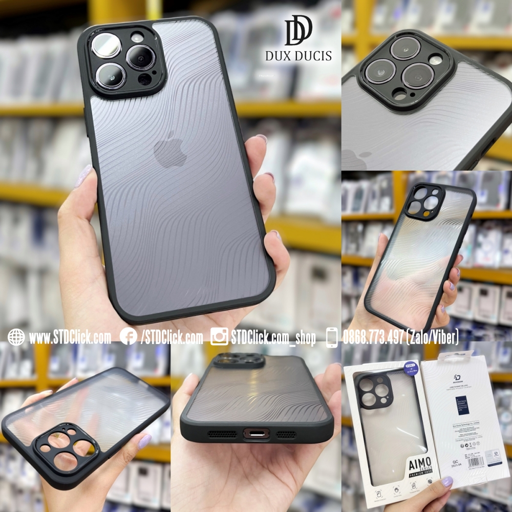 ỐP LƯNG IPHONE 14 PRO MAX - 14 PRO - 13 PRO MAX - 12 PRO MAX DUX DUCIS AIMO CH.HÃNG - VIỀN DẺO LƯNG CỨNG NHÁM VÂN SÓNG