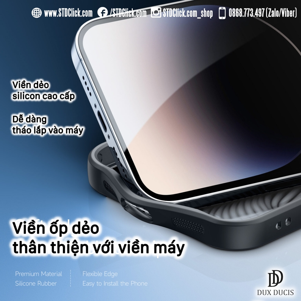 ỐP LƯNG IPHONE 14 PRO MAX - 14 PRO - 13 PRO MAX - 12 PRO MAX DUX DUCIS AIMO CH.HÃNG - VIỀN DẺO LƯNG CỨNG NHÁM VÂN SÓNG