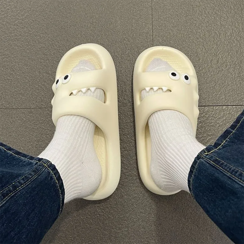 Dép quai ngang, dép bánh mì, dép nữ hình cá sấu siêu mềm siêu xinh mẫu mới hot trend 2023 - Xanh, Trắng kem, Hồng