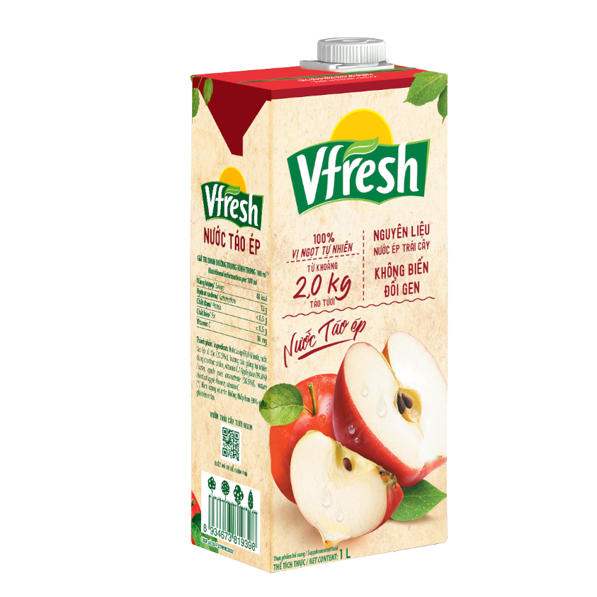 Nước trái cây vị táo ép Vfresh - Hộp 1L