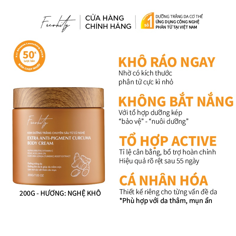 Sữa Dưỡng Trắng Da Toàn Thân Freshity Milky Body Lotion, Kem Dưỡng Nghệ