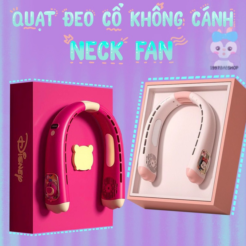 Quạt đeo cổ gấu dâu Lotso không cánh quạt sạc USB tiện dụng