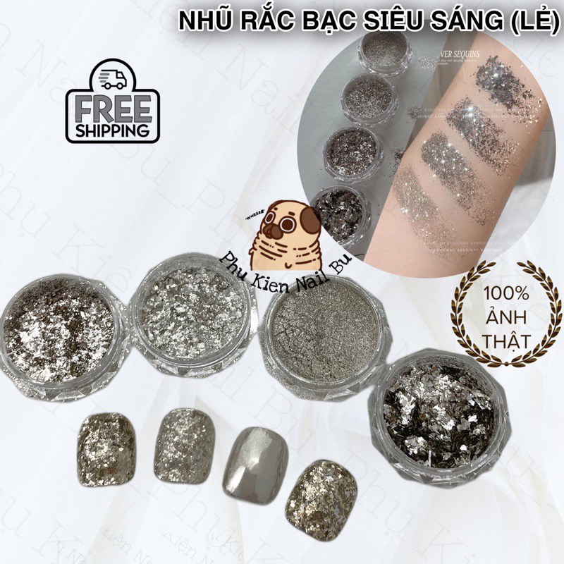 Nhũ rắc bạc siêu sáng Phụ KiỆN Nail ( Ảnh thật, video thật)