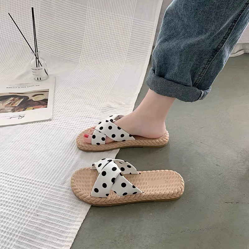 Dép nhựa siêu xinh, dép nơ quai ngang, dép chấm bi đi trong nhà