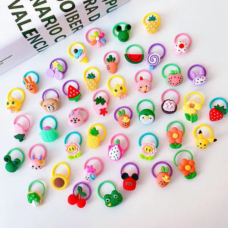 Set 10 chun buộc tóc hoạt hình xinh xắn cho bé yêu Clovershop68