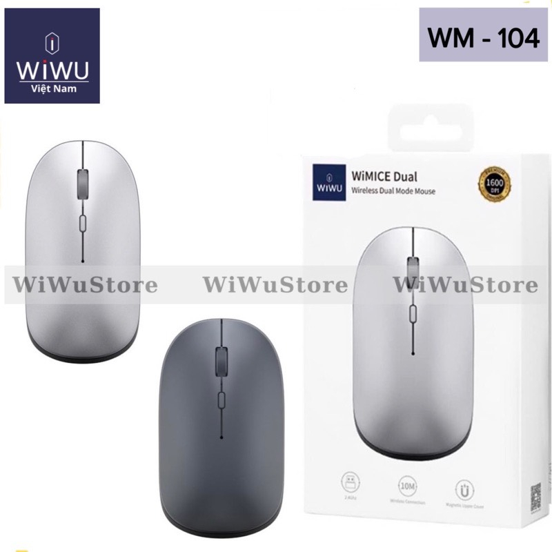 Chuột Bluetooth Wiwu WM104 đa năng kết nối 2 thiết bị 1 lúc cho Laptop , tablet và Smart Phone - bảo hành 06 tháng