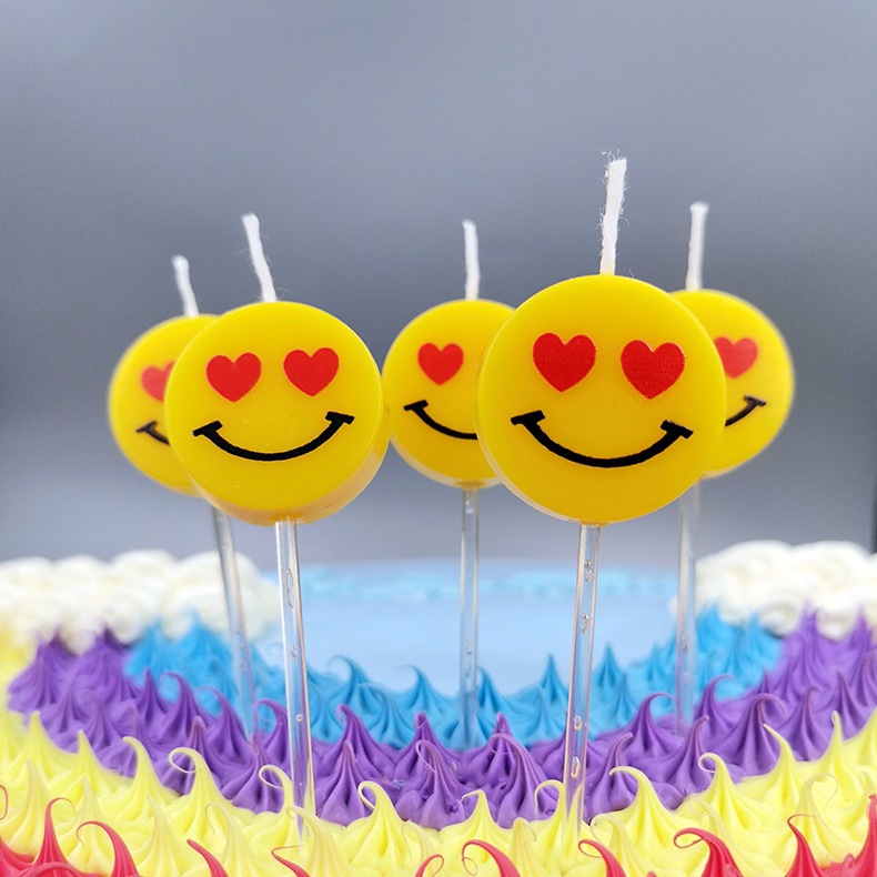Nến Sinh Nhật Hình Mặt Cười Cute, Vỉ 5 Nến Mặt Cười Trang Trí Bánh Kem Sinh Nhật, Phụ Kiện Trang Trí Bánh