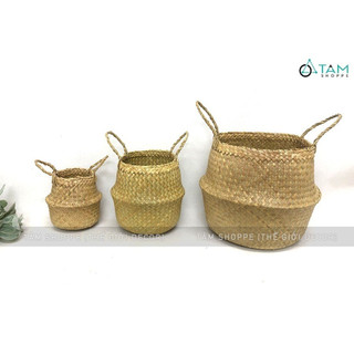 [ĐAN KĨ - CHẮC CHẮN] Giỏ cói trồng cây đựng đồ hình chum 2 quai xách GIO-COI-01