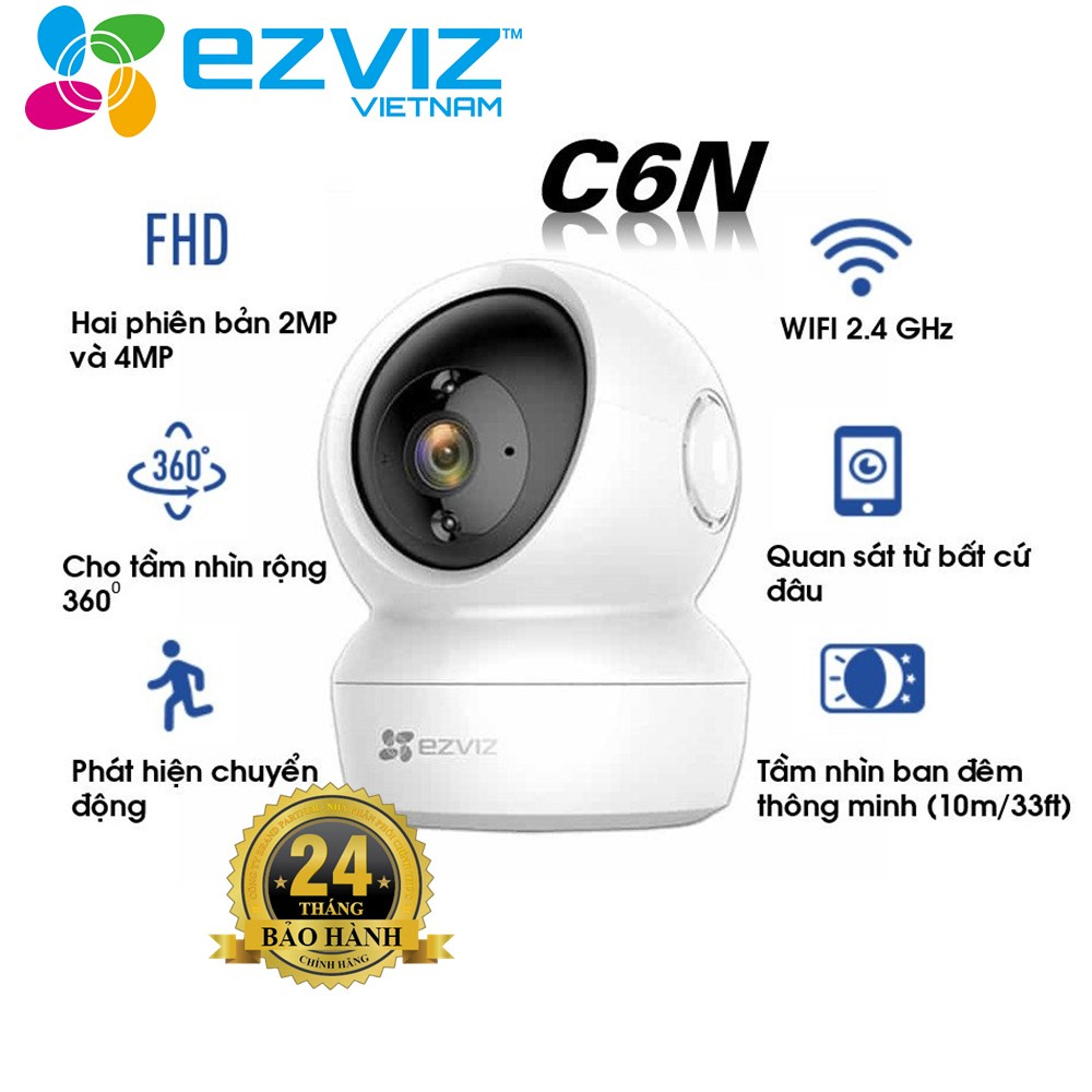 Camera Wifi EZVIZ C6N 2mpx, Camera EZVIZ C6N 4mpx, Camera trong nhà, Bảo hành 24 tháng