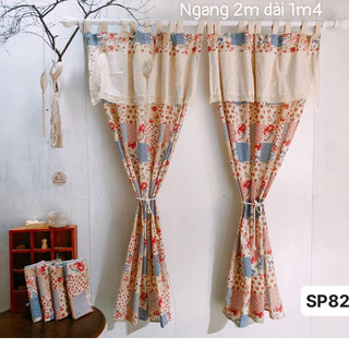 Rèm ô hoa vải thô vintage SP826