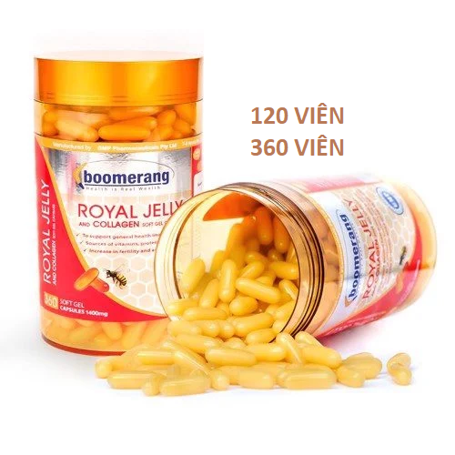 Viên uống sữa ong chúa Boomerang Royal Jelly Collagen 120/360 viên Glam Beautique