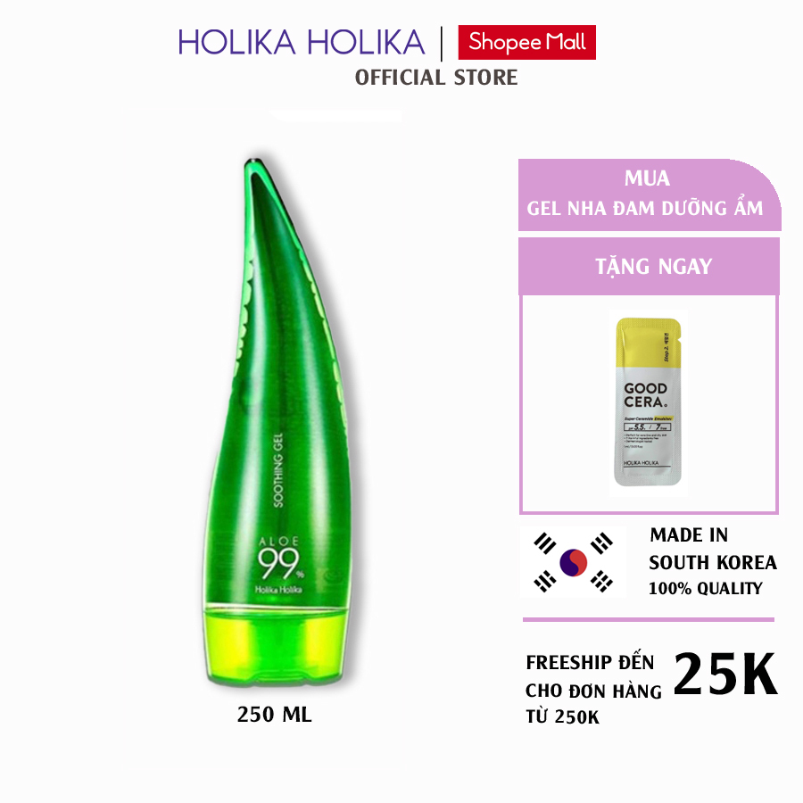 Gel nha đam dưỡng ẩm Holika Holika Hàn Quốc tăng độ đàn hồi se khít lỗ chân lông giúp làn da mềm mịn 250ml