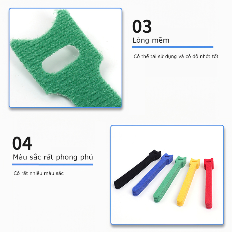 Combo 10 Dây Dính Vãi Velcro - dây buộc gọn dây điện dây cáp ARSE FANS
