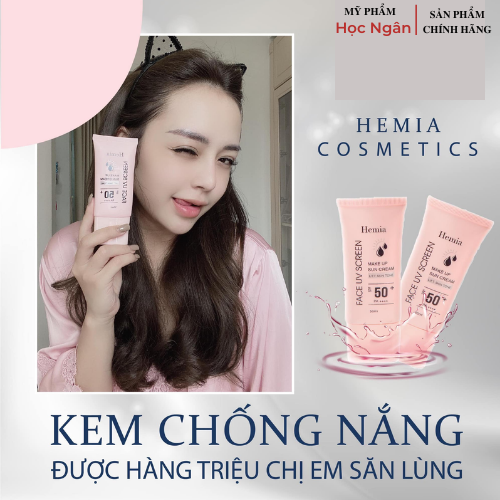 Kem chống nắng Hemia face uv screen 50ml nâng tone, kiềm dầu dùng cho mọi loại da Myphamhocngan1