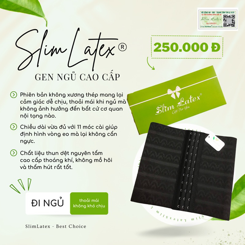 GEN ĐÊM đeo ngủ không xương đeo ngủ MÀU ĐEN & Thanh Nối tăng size SLIM LATEX 💚