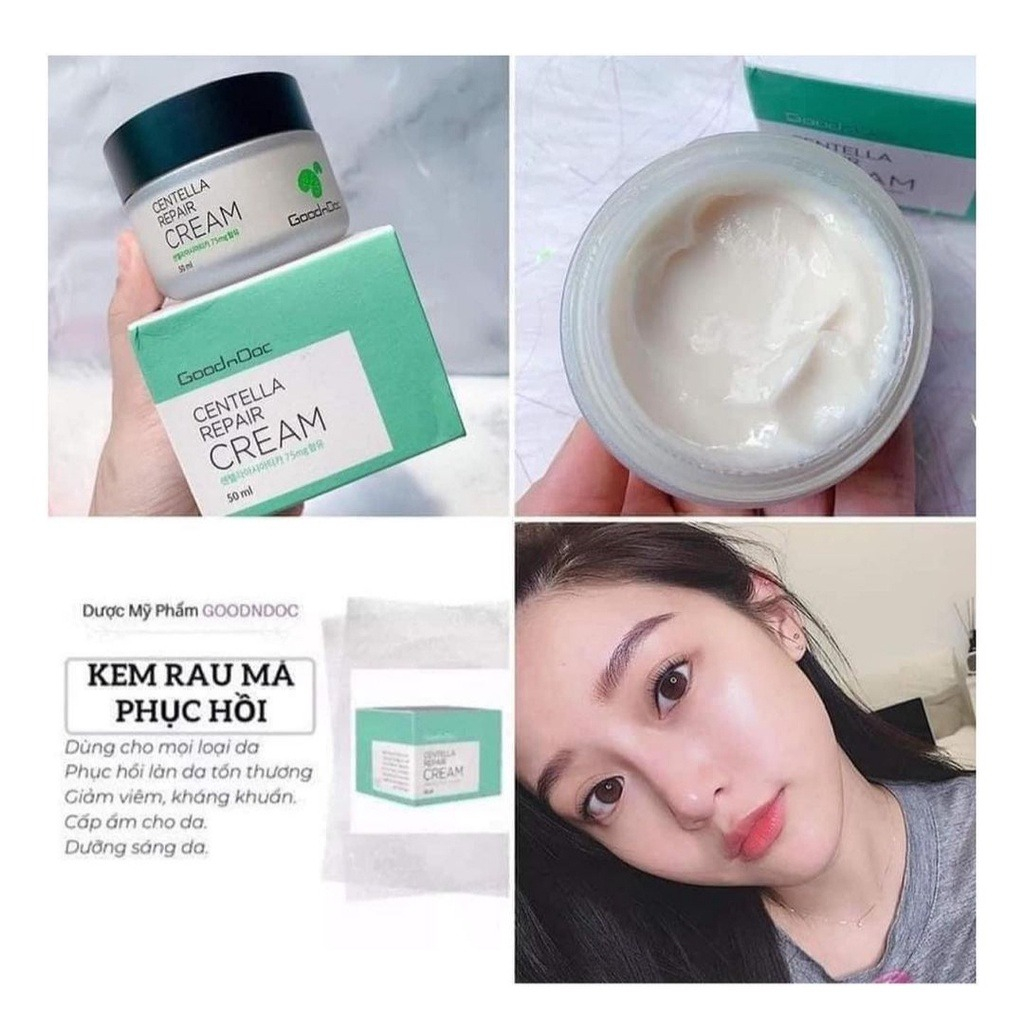 Kem Rau Má GoodnDoc Centella Repair Cream Dưỡng Ẩm Phục Hồi Giảm Thâm Nám Trắng Sáng Da 50ml