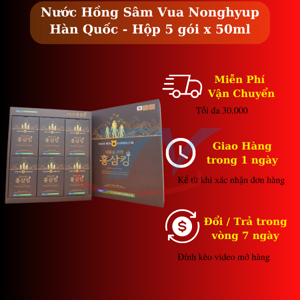 Nước Chiết xuất Hồng Sâm Vua Nonghyup Hàn Quốc - Hộp 30 gói x 50ml