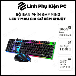 Bộ Bàn Phím Gamming Led 7 Màu Giả Cơ Kèm Chuột Máy Tính Có Dây G21/G200 (Bảo Hành 12 Thág)