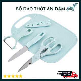 Bộ dao thớt 4 món ăn dặm - Kéo, dao, thớt, dao bào