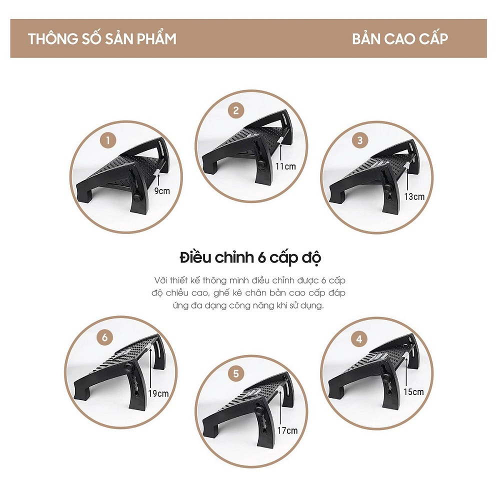 Ergonomic Footrest Ghế Gác Chân Công Thái Học, Ghế Kê Chân Văn Phòng Chất Liệu Nhựa ABS Cao Cấp Bảo Hành 30 Ngày