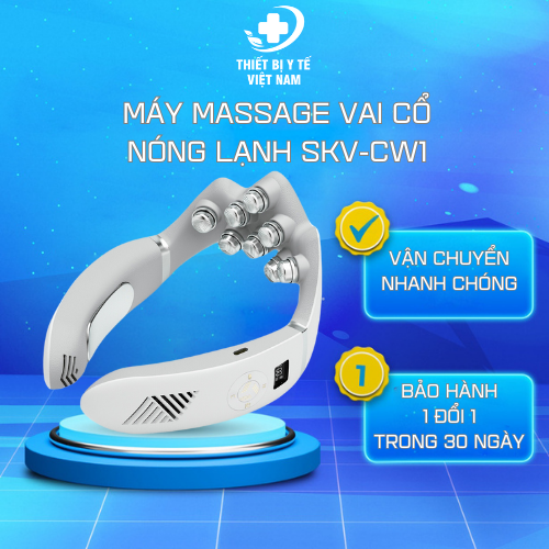 Máy Massage Cổ Vai Gáy Nóng Lạnh Skv - Cw1, Hỗ Trợ Giảm Đau Mỏi Vùng Vai Cổ, Thư Giãn Phục Hồi Sức Khỏe, Sử Dụng An Toàn