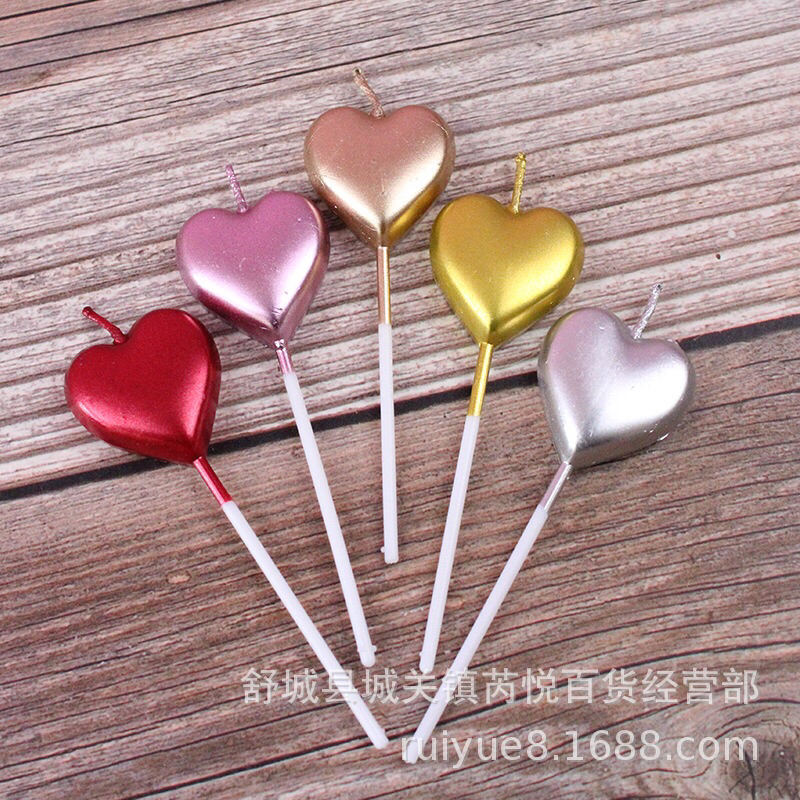 NẾN SINH NHẬT HÌNH TRÁI TIM , NẾN TRANG TRÍ CUTE PHỤ KIỆN BÁNH KEM HAPPY BIRTHDAY VÀNG, HỒNG, ĐỎ, BẠC