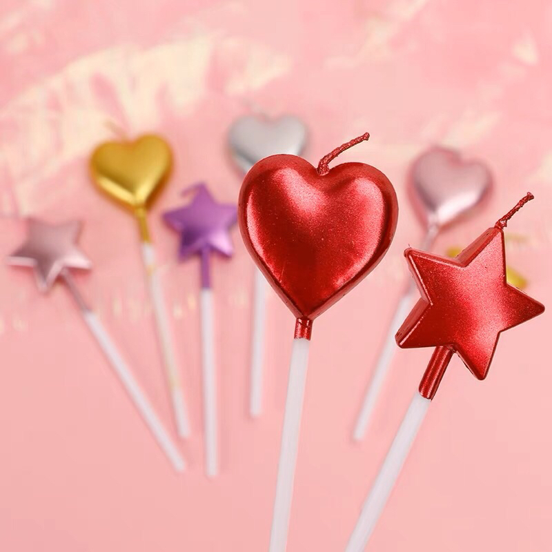 NẾN SINH NHẬT HÌNH TRÁI TIM , NẾN TRANG TRÍ CUTE PHỤ KIỆN BÁNH KEM HAPPY BIRTHDAY VÀNG, HỒNG, ĐỎ, BẠC