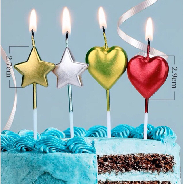 NẾN SINH NHẬT HÌNH TRÁI TIM , NẾN TRANG TRÍ CUTE PHỤ KIỆN BÁNH KEM HAPPY BIRTHDAY VÀNG, HỒNG, ĐỎ, BẠC