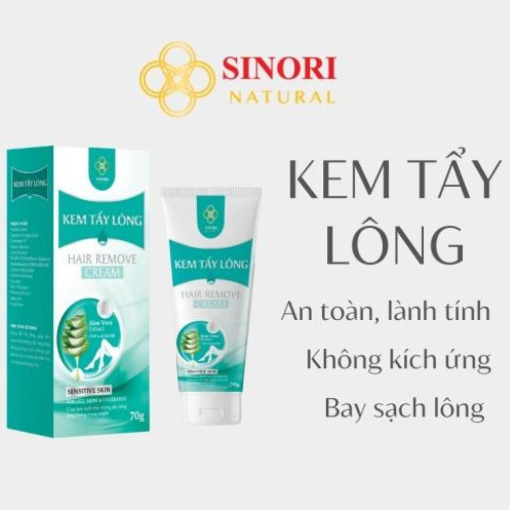 Kem tẩy lông Sinori 70g chiết xuất lô hội triệt lông vùng kín bikini tẩy lông chân tay nách an toàn không đau rát