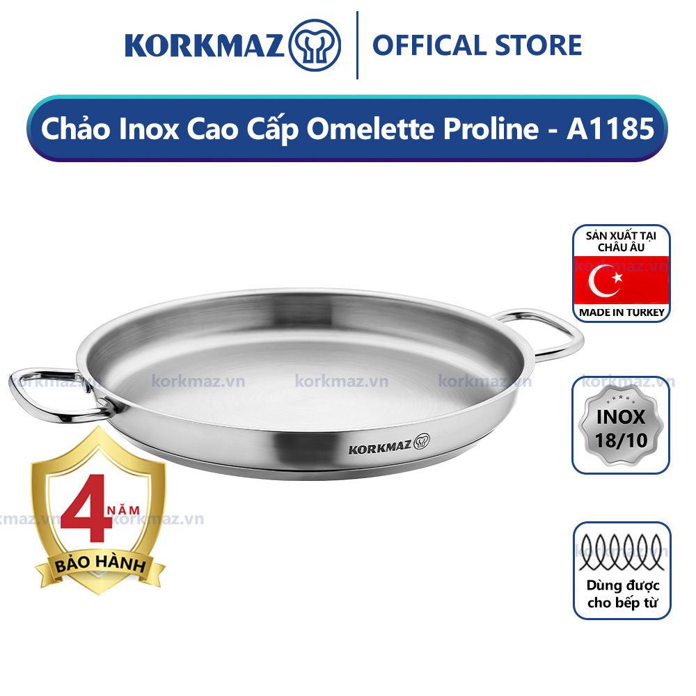 Chảo bếp từ omelette inox cao cấp Korkmaz Proline 24 cm - sản xuất Thổ Nhĩ Kỳ - A1185