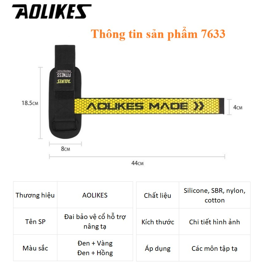 Đai quấn cổ tay hỗ trợ nâng tạ, deadlift ( 1 đôi) - AOLIKES - 7633 ( 1
