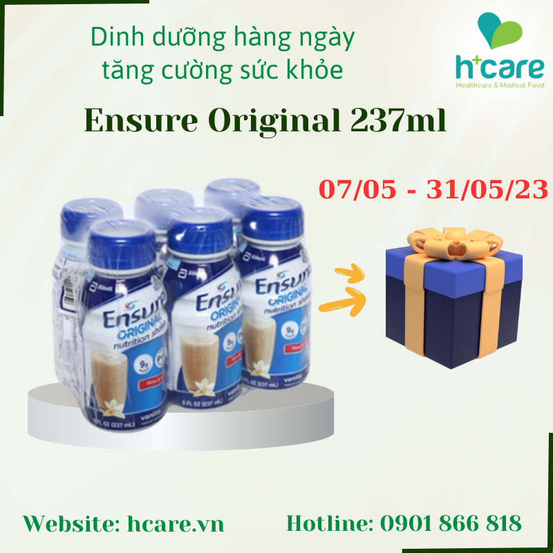 (Lốc 6 chai) Sữa Ensure Original 237ml vị Vani - Dinh dưỡng cho người già, ăn uống kém, người mới ốm dậy