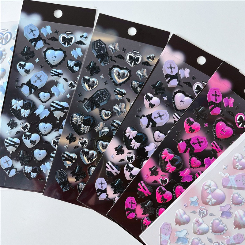 Sticker trang trí hologram hàn quốc kim tuyến tim 3 chiều xinh xắn