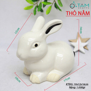 Tượng con thỏ ngọc gốm TCV-THO-01