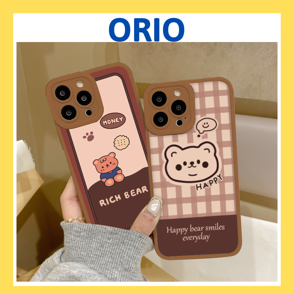 Ốp lưng iphone Munbear bóng cạnh vuông nâu 6/6plus/6s/6splus/7/7plus/8/8plus/x/xr/xs/11/12/13/14/pro/max/plus/promax