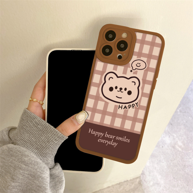 Ốp lưng iphone Munbear bóng cạnh vuông nâu 6/6plus/6s/6splus/7/7plus/8/8plus/x/xr/xs/11/12/13/14/pro/max/plus/promax